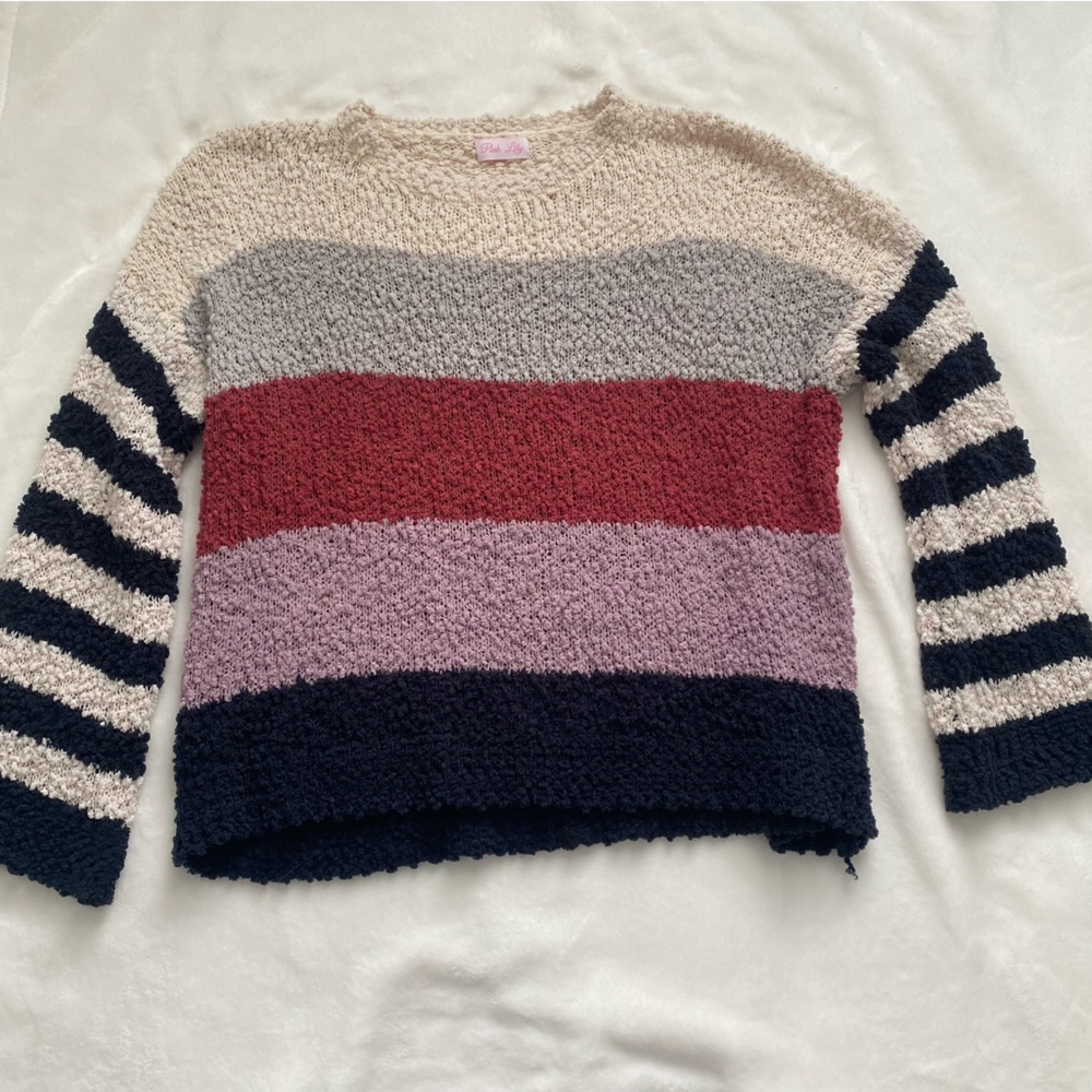 Pink Lily Striped Sweater